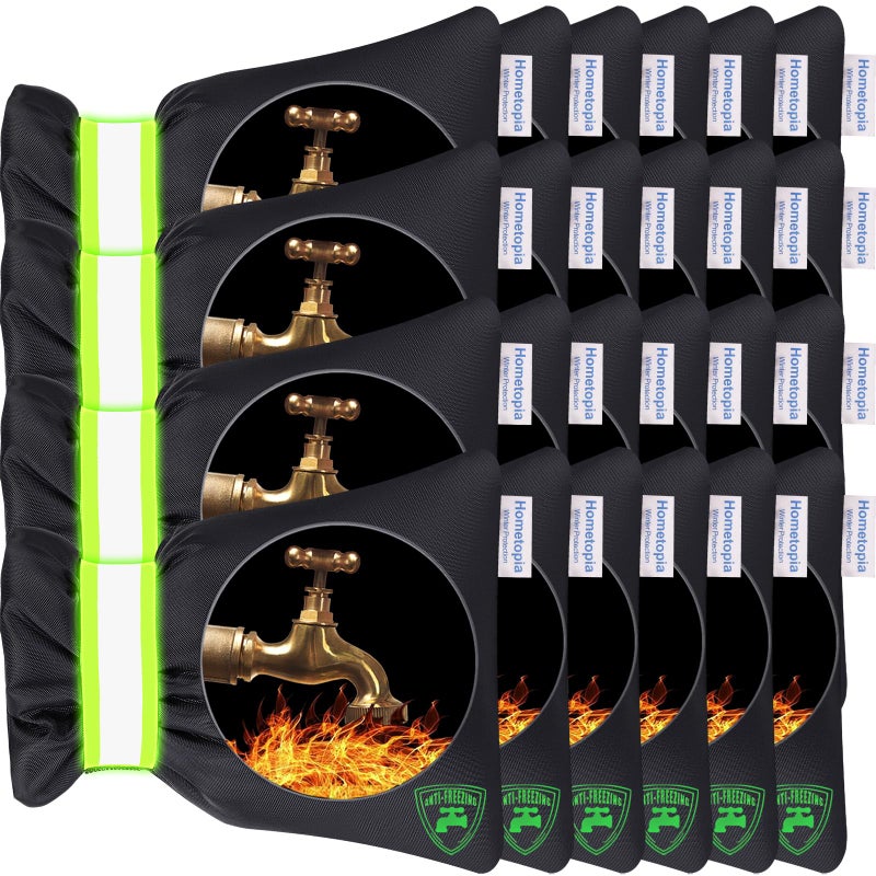 HOMETOPIA Outdoor Faucet Covers for Winter,20 Pack Pro 8.3"" H x 6.7"" W Outdoor Hose Bib Covers for Winter Freeze Protection Outside Spigot Cover insulated Reusable Waterproof backflow Cover,Black - Image 1